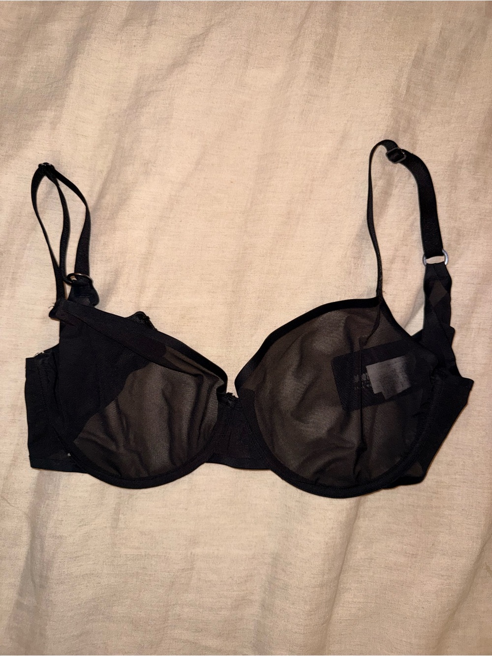 aerie Sheer Black Underwire Bra with Adjustable Straps